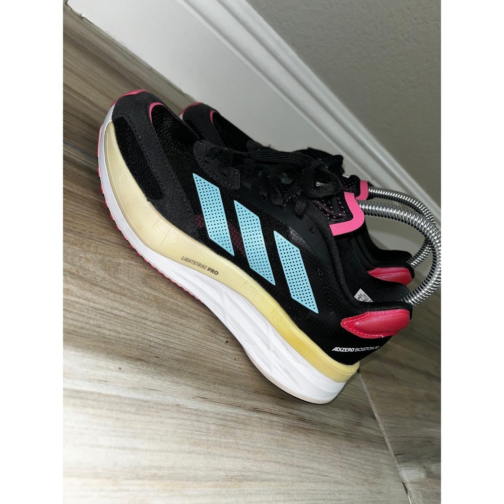 Adidas Adizero Boston 10 Women's Size 6 Black Blue Lightstrike Pro Running Shoes